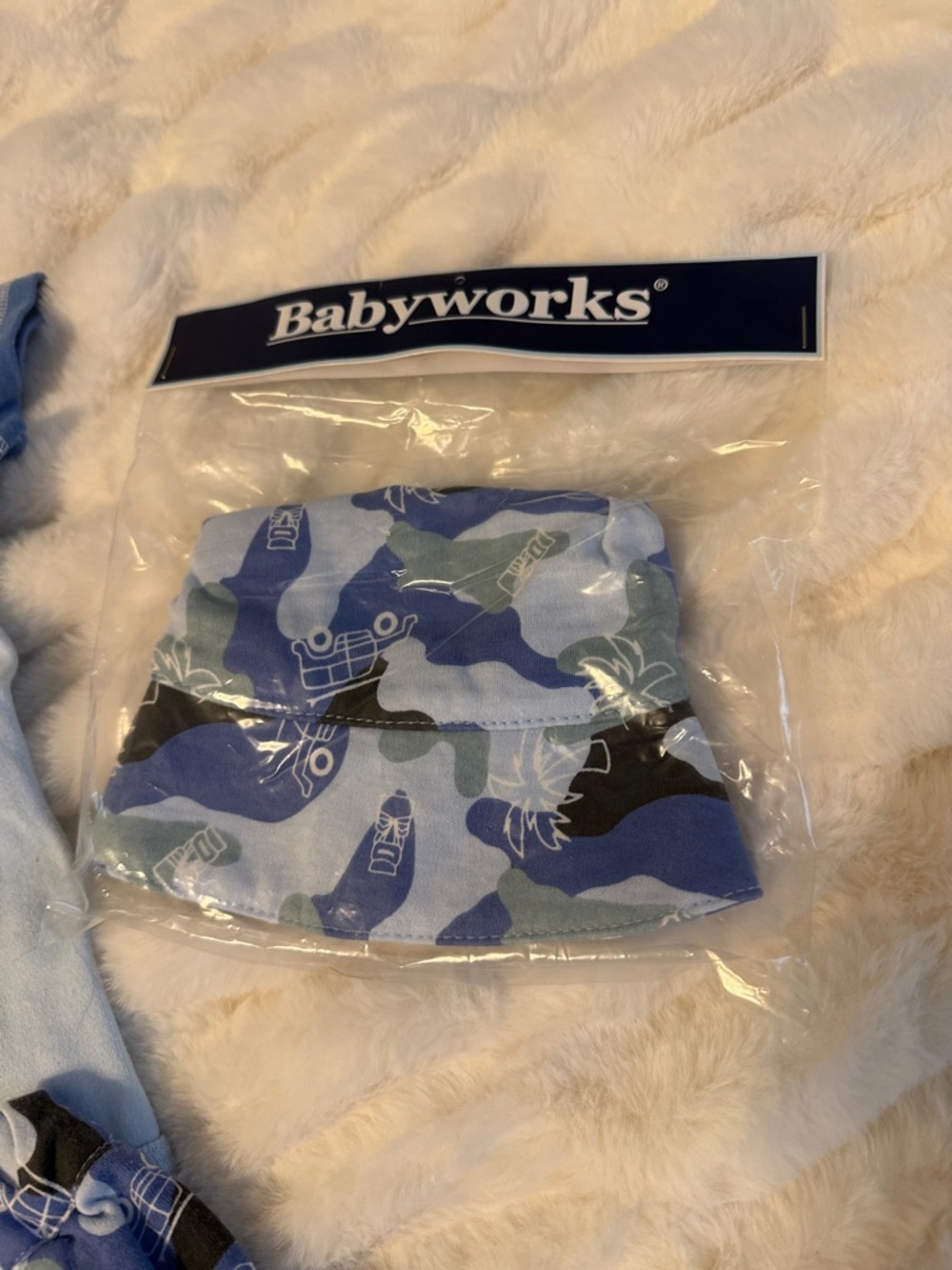 Vintage Babyworks Light Blue Helicopter Outift with Dark Blue Trim and Hat A2 - Picture 3 of 6